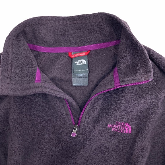 Small Purple Pullover North Face Women's Microvelour 1/4-Zip Fleece Layer Jacket - Picture 4 of 10